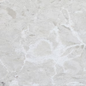 Close-up of Alabasta quartz worktop with subtle light grey veining